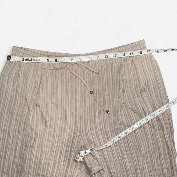 Tan Stripe Textured Lightweight Drawstring Pants - Picture 5 of 9
